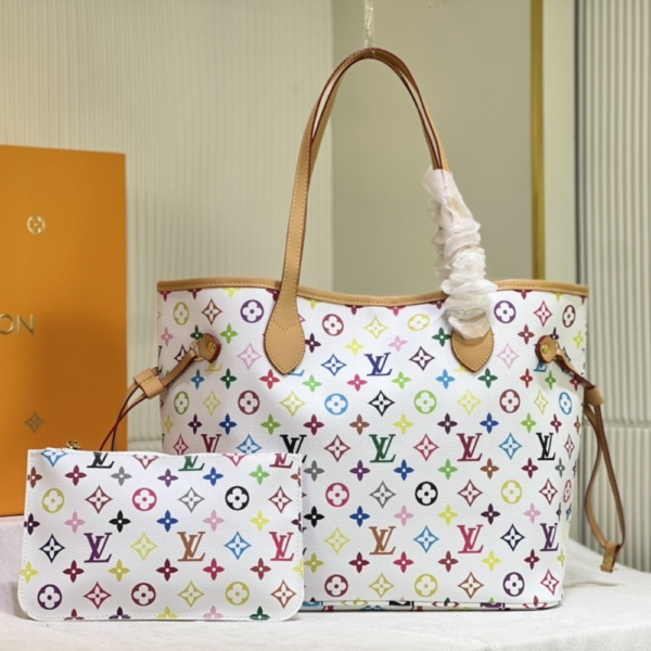 Louis Vuitton Neverfull MM Monogram Multicolore White 12.2 Inches M40156