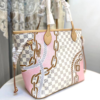 251-1 Louis Vuitton Neverfull MM Damier Azur Summer Trunks Pink 12.2 Inches M46329