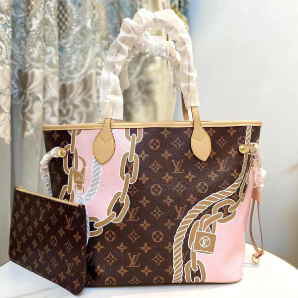 Louis Vuitton Neverfull MM Monogram Summer Trunks Pink 12.2 Inches M46329