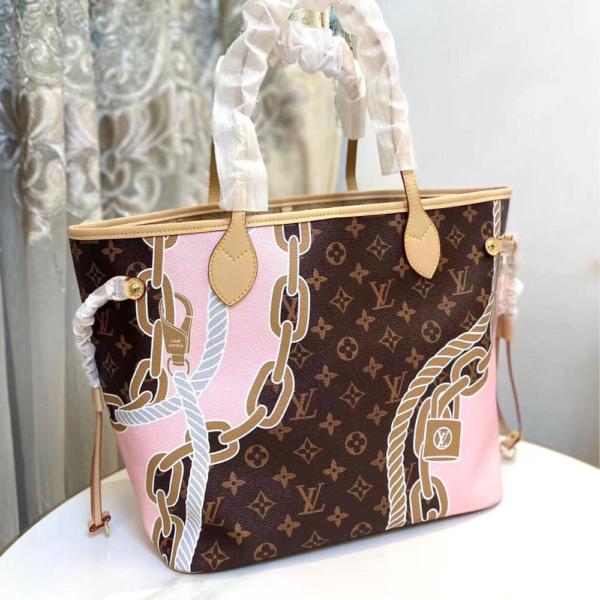 Louis Vuitton Neverfull MM Monogram Summer Trunks Pink 12.2 Inches M46329