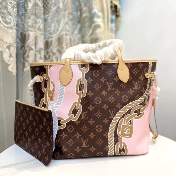 Louis Vuitton Neverfull MM Monogram Summer Trunks Pink 12.2 Inches M46329