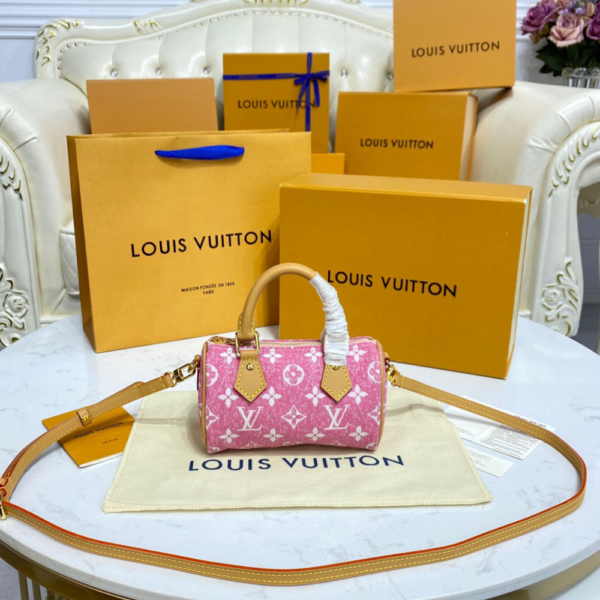 Louis Vuitton Nano Speedy Monogram Denim Pink 8.1 Inches M82951