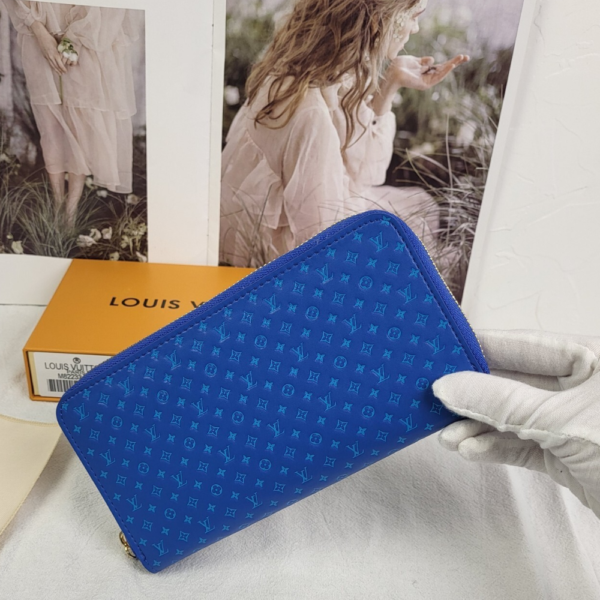 Louis Vuitton Zippy Round Long Wallet Nanogram Blue 7.7 Inches M82233