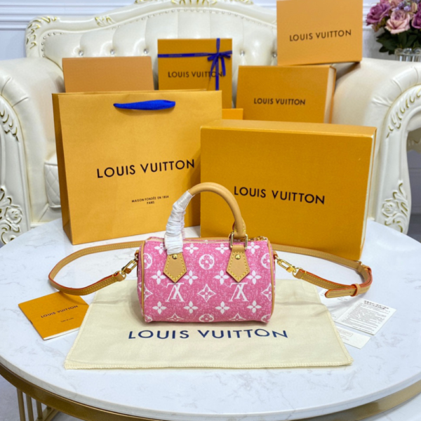 Louis Vuitton Nano Speedy Monogram Denim Pink 8.1 Inches M82951