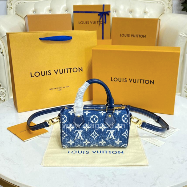 Louis Vuitton Nano Speedy Monogram Denim Blue 8.1 Inches M82950