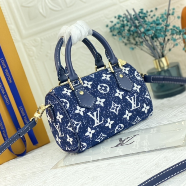 Louis Vuitton Nano Speedy Monogram Denim Blue 8.1 Inches M82950