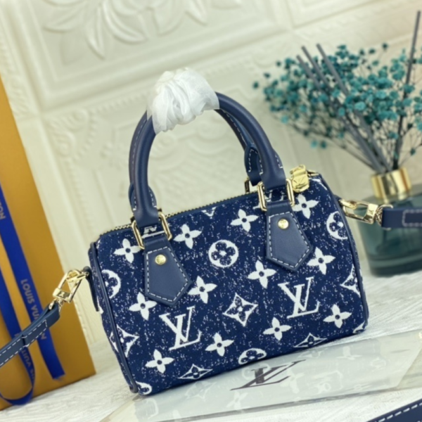 Louis Vuitton Nano Speedy Monogram Denim Blue 8.1 Inches M82950