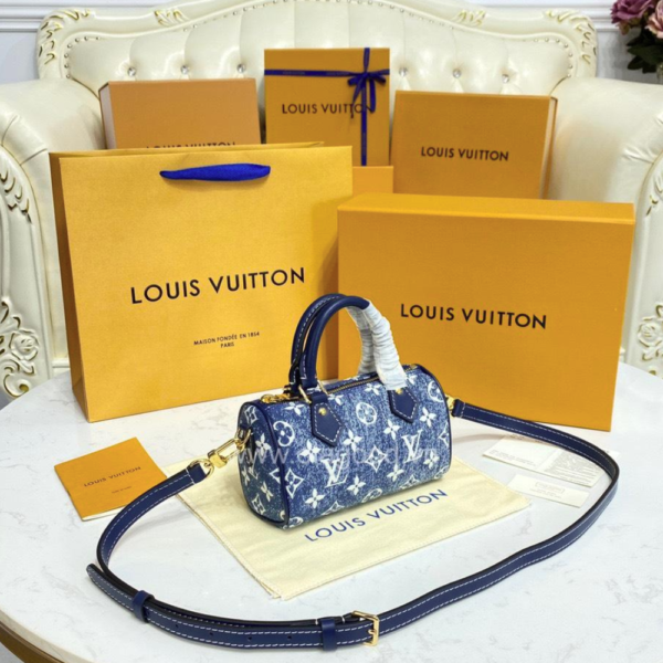 Louis Vuitton Nano Speedy Monogram Denim Blue 8.1 Inches M82950