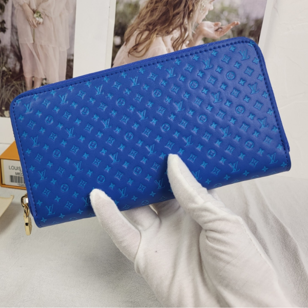 Louis Vuitton Zippy Round Long Wallet Nanogram Blue 7.7 Inches M82233