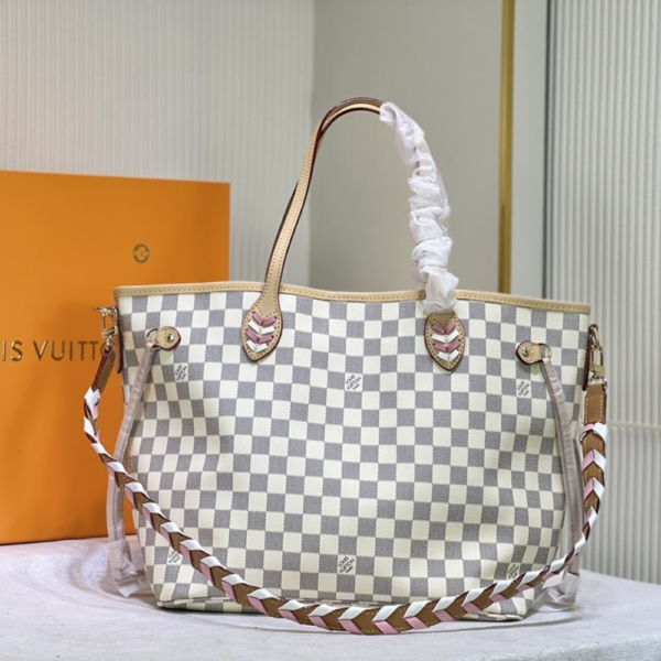 Louis Vuitton Neverfull MM Braided Damier Azur Beige 12.2 Inches N50047