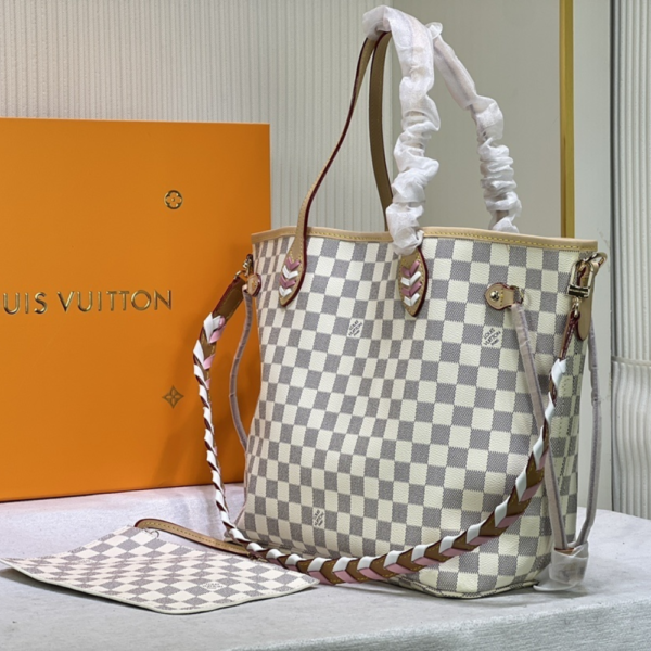 Louis Vuitton Neverfull MM Braided Damier Azur Beige 12.2 Inches N50047