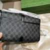 Gucci Gg Supreme Flap Messenger Bag Black 9.8 Inches