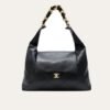 Chanel Maxi Hobo Bag Black Leather 16.9 Inches AS5839 B22140 94305