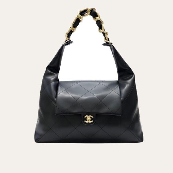 Chanel Maxi Hobo Bag Black Leather 16.9 Inches AS5839 B22140 94305