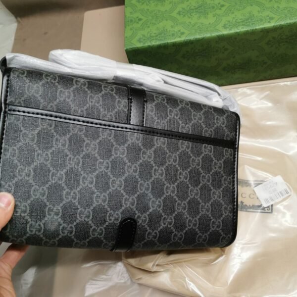 Gucci Gg Supreme Flap Messenger Bag Black 9.8 Inches