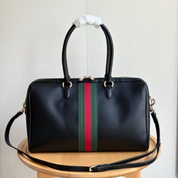 Gucci Borsetto Large Boston Bag Black Leather 15.2 Inches 866734 AAGIQ 1053