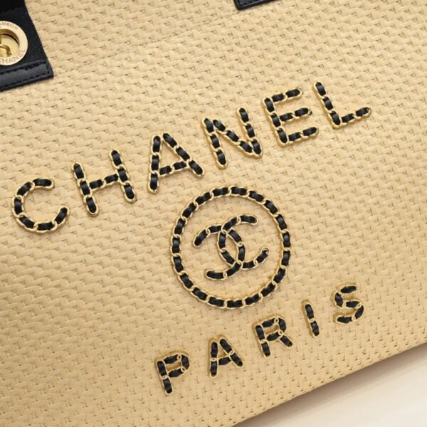 3-10 Chanel Deauville Large Shopping Bag Beige 38Cm A66941 B05086 Nb586