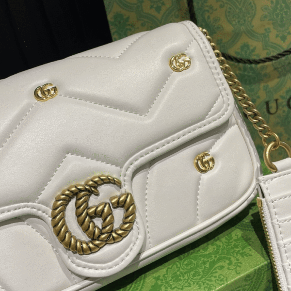 Gucci Gg Marmont 2-In-1 Shoulder Bag White 8.7 Inches