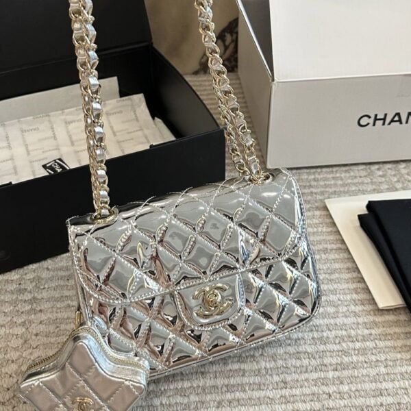 3-104 Chanel Mini Flap Bag Star Coin Purse Silver 9.4 Inches AS4648 B14873 Nt666