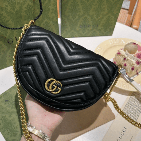 Gucci Gg Marmont Mini Matelassé Shoulder Bag Black 10.2 Inches