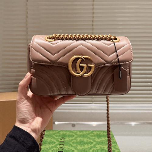 Gucci Gg Marmont Small Matelassé Shoulder Bag Nude 8.7 Inches