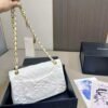 Chanel Flap Bag With Camellia Flower Chain White 26cm