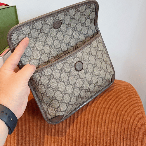 Gucci Tiger Head Gg Small Crossbody Bag Brown 8.3 Inches