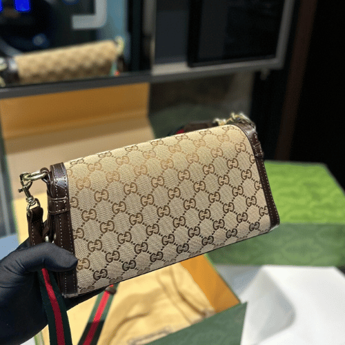 Gucci Ophidia Gg Supreme Flap Shoulder Bag Brown 10.6 Inches