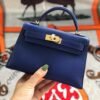[Premium Quality] – Hermès Kelly Mini II Bag Blue 7.5 Inches