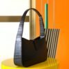 [Premium Quality] – Saint Laurent Le 5 À 7 Hobo Bag Black Croc 9.4 Inches 657228Dzesw1062