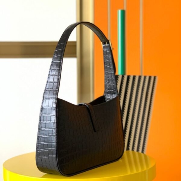 [Premium Quality] – Saint Laurent Le 5 À 7 Hobo Bag Black Croc 9.4 Inches 657228Dzesw1062