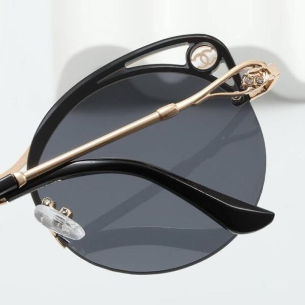 Chanel Cutout Round Sunglasses Black