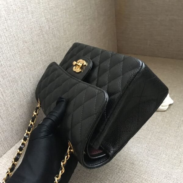 [Premium Quality] – Chanel Medium Classic Handbag Grained And Gold Tone Metal Black 10.2 Inches A01113 Y01864 C3906