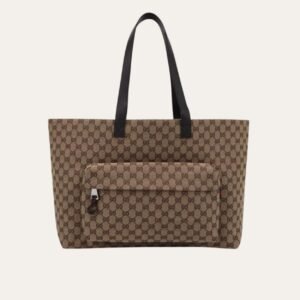 Gucci Large Gg Tote Bag Beige And Ebony Original Gg Canvas 17.7 Inches ‎802166 Faduu 8657