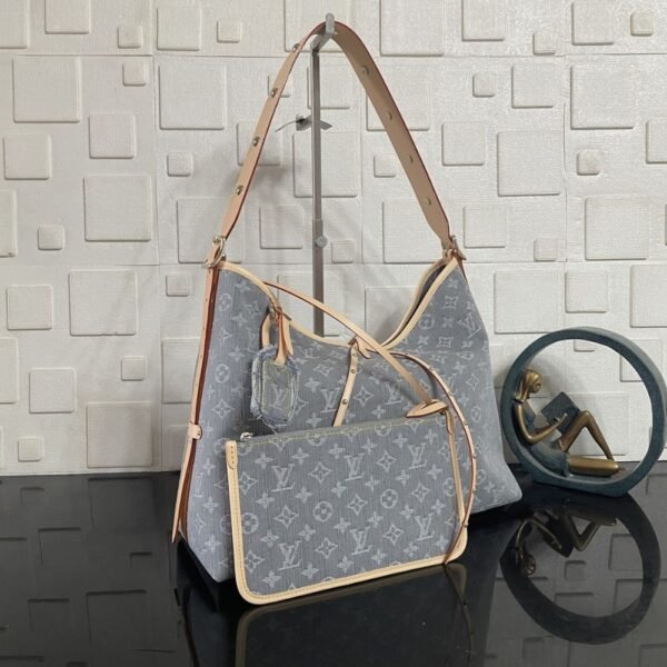 [Premium Quality] – Louis Vuitton Carryall MM Washed Gray Denim 15.3 Inches M13289