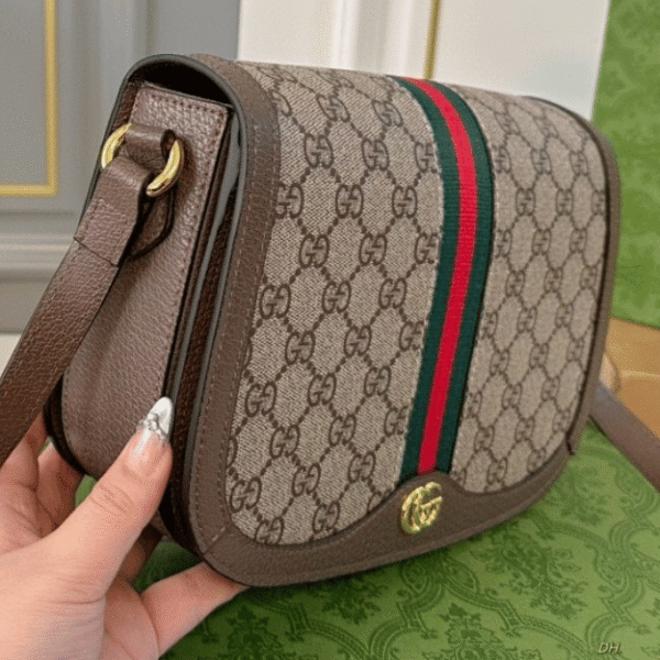 Gucci Ophidia Saddle Bag Beige 9.4 Inches