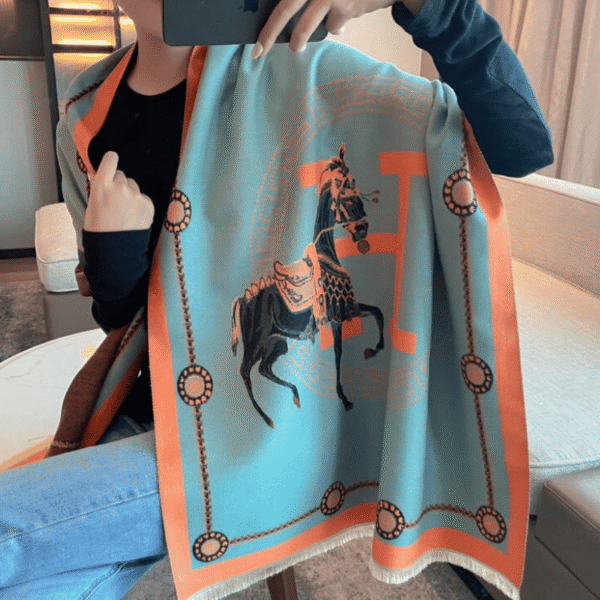 Hermes Cashmere Muffler Blue