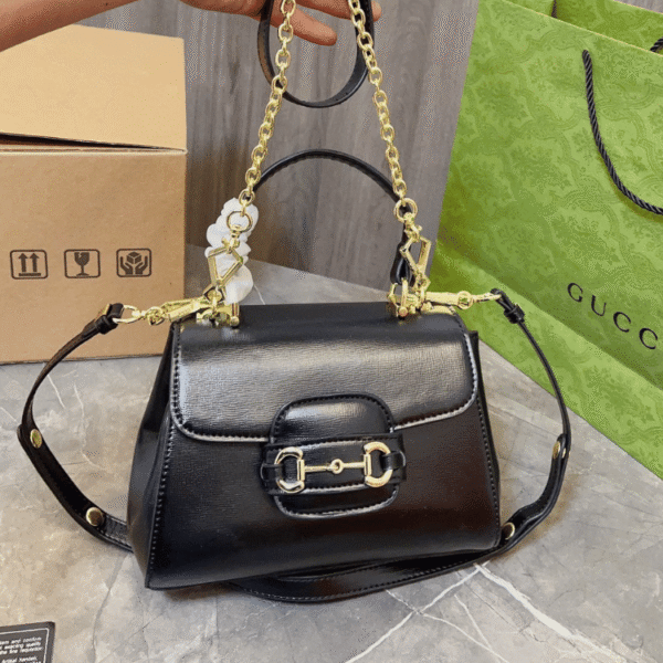 3-200 Gucci Horsebit 1955 Small Top Handle Bag Black 8.6 Inches 703848 AAA7G 1000