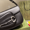 Gucci Horsebit 1955 Asymmetric Shoulder Bag Black 7.9 Inches