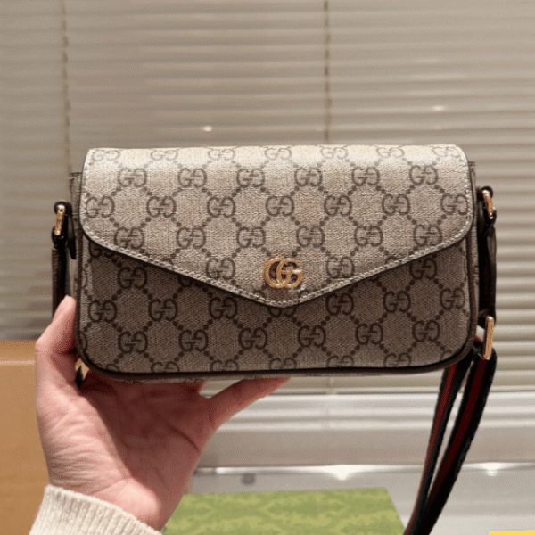 Gucci Horsebit 1955 Envelope Shoulder Bag Beige 7.9 Inches