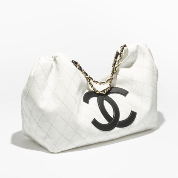 Chanel Coco Beach Small Shopping Bag White & Black 16.9 Inches
