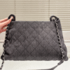 Chanel Quilted Denim Flap Bag Grey 11.8 Inches