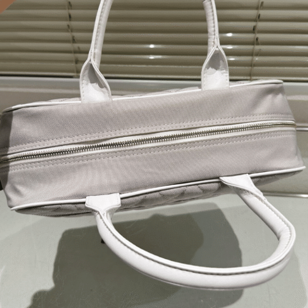 Chanel Vintage Quilted Bowling Bag Grey 13.8 Inches