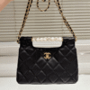 3-245 Chanel Small Tote Shini Pearls Gold-Tone Metal Black 9.1 Inches