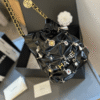 3-254 Chanel 22 Mini Drawstring Bucket Bag Black 7.9 Inches