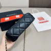 Chanel Flap Pearl Chain Shoulder Bag Black 8.7 Inches