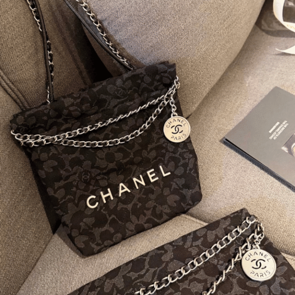 Chanel 22 Drawstring Bucket Bag Black 13.8 Inches
