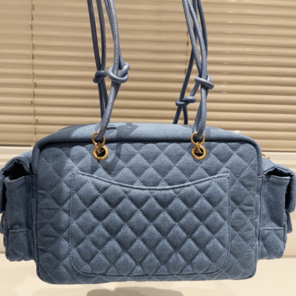 Chanel Bowling Denim Multi-Pocket Blue Denim 11.8 Inches