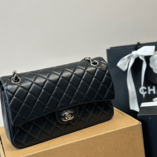 3-288 Chanel Classic Flap Bag Black 9.8 Inches
