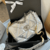 Chanel 19 Flap Bag Silver 10.2 Inches